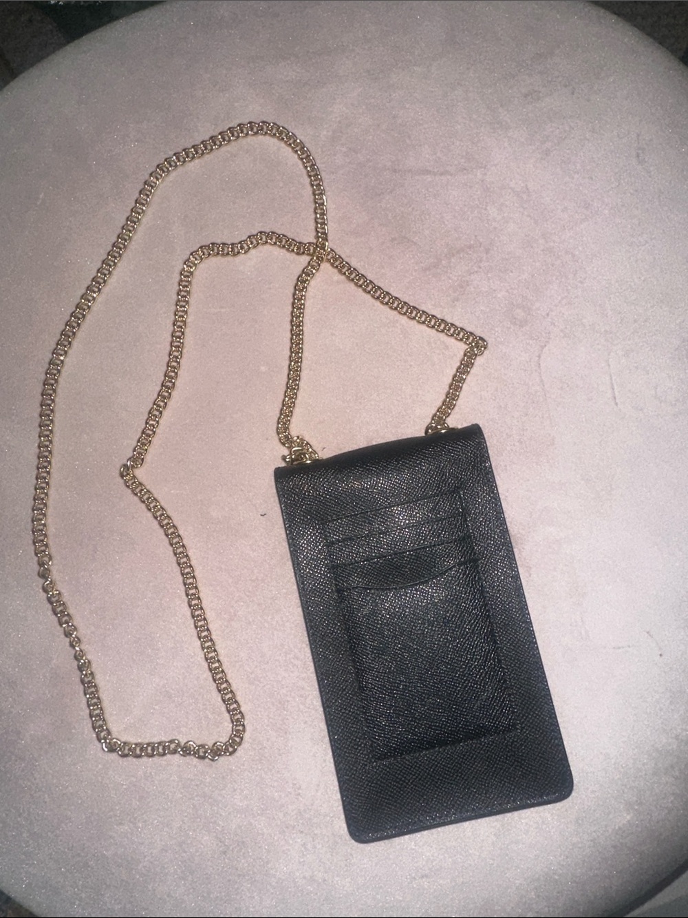 Coach Black Leather Crossbody Phone Pouch with Gold Chain - Picture 2 of 2